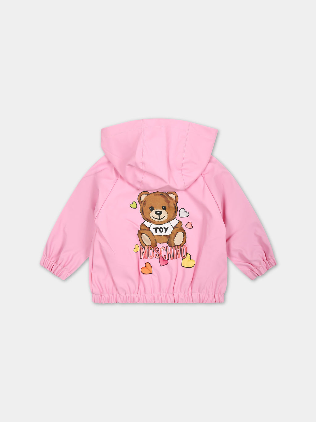 Pink windbreaker for baby girl with Teddy Bear